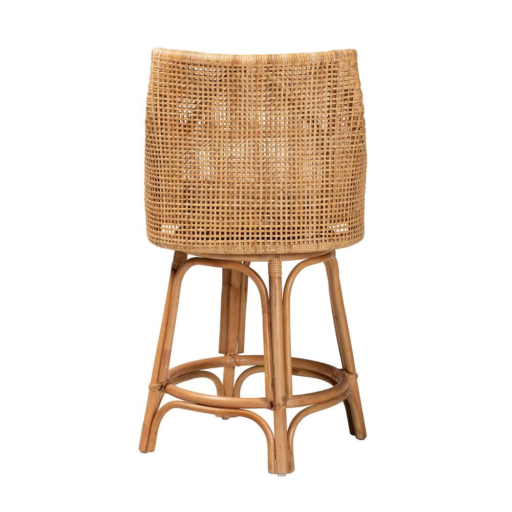 bali & pari Bella Modern Bohemian Natural Brown Rattan Counter Stool. Picture 14