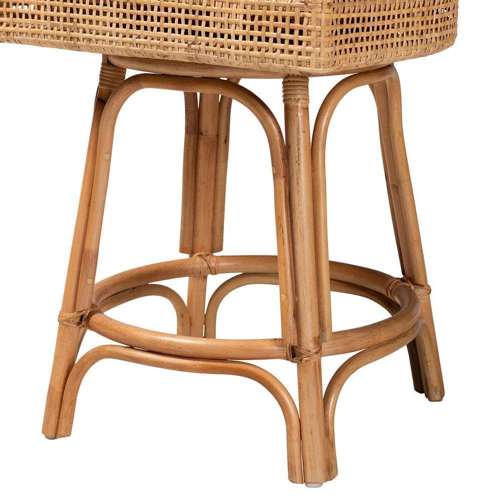 bali & pari Bella Modern Bohemian Natural Brown Rattan Counter Stool. Picture 16
