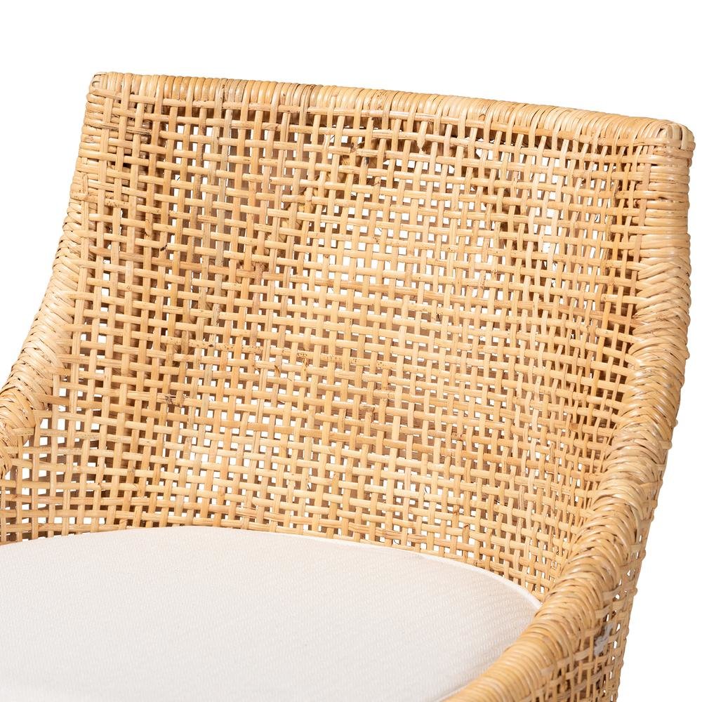 bali & pari Bella Modern Bohemian Natural Brown Rattan Bar Stool. Picture 15