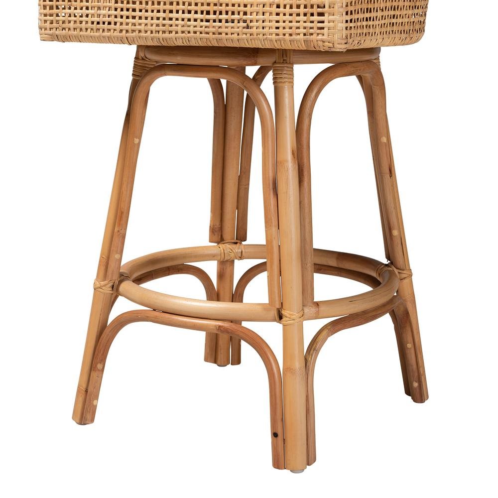 bali & pari Bella Modern Bohemian Natural Brown Rattan Bar Stool. Picture 16
