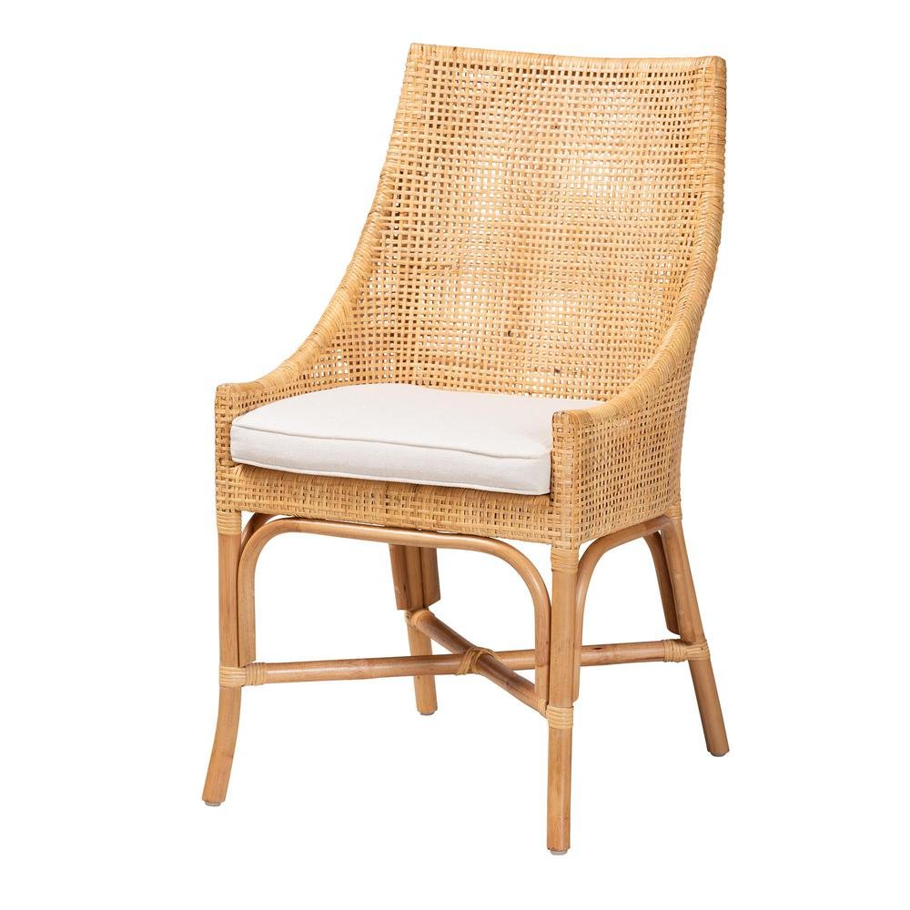 bali & pari Bella Modern Bohemian Natural Brown Rattan Dining Chair. Picture 10