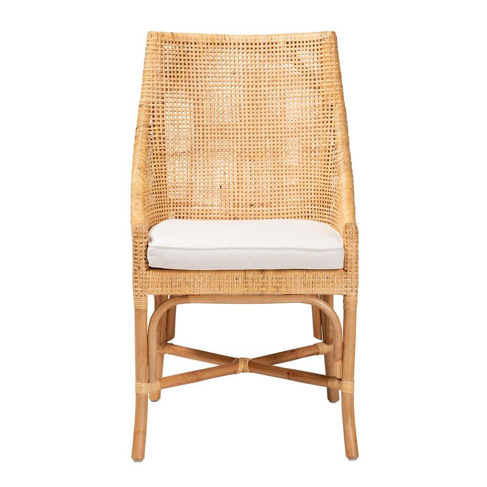 bali & pari Bella Modern Bohemian Natural Brown Rattan Dining Chair. Picture 11