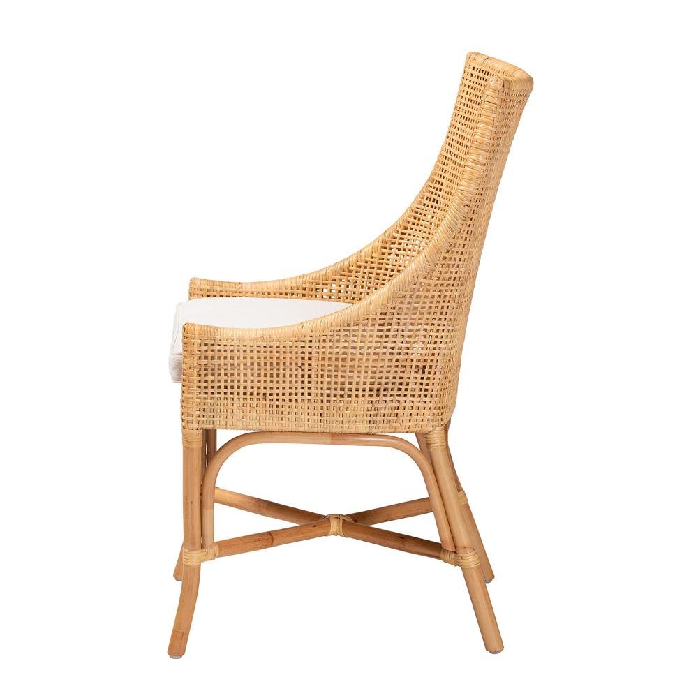 bali & pari Bella Modern Bohemian Natural Brown Rattan Dining Chair. Picture 12
