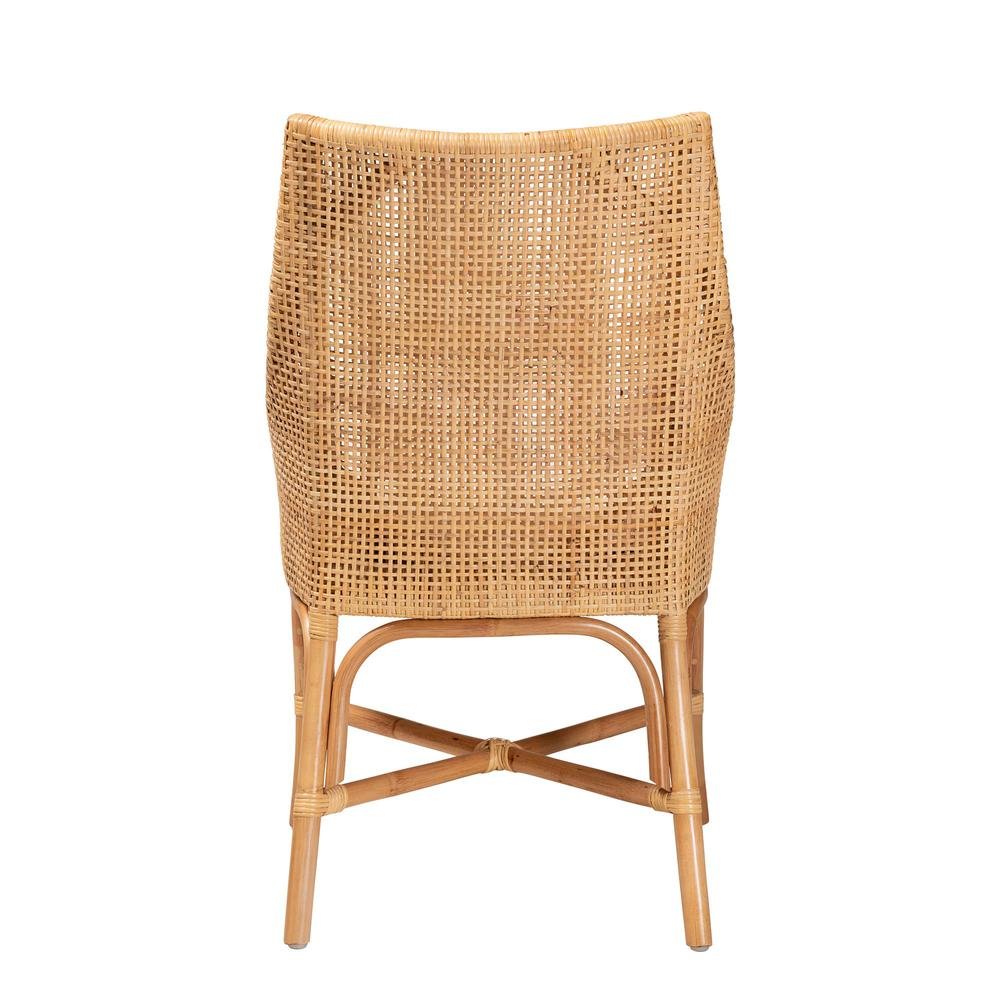 bali & pari Bella Modern Bohemian Natural Brown Rattan Dining Chair. Picture 13