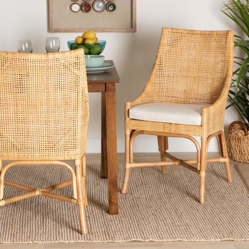 bali & pari Bella Modern Bohemian Natural Brown Rattan Dining Chair. Picture 17
