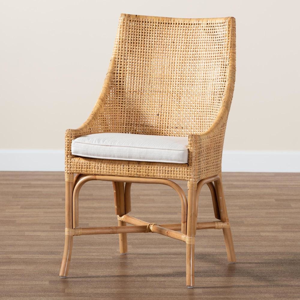bali & pari Bella Modern Bohemian Natural Brown Rattan Dining Chair. Picture 18