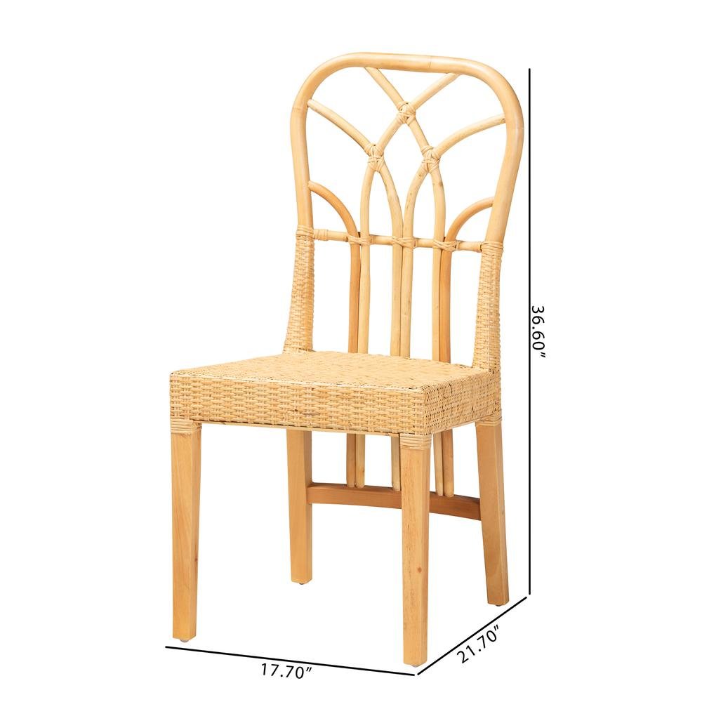 Bohemian Oak Brown Finished Mahogany Wood and Natural Rattan Dining Chair. Picture 20