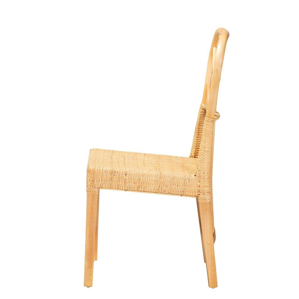 Bohemian Oak Brown Finished Mahogany Wood and Natural Rattan Dining Chair. Picture 13