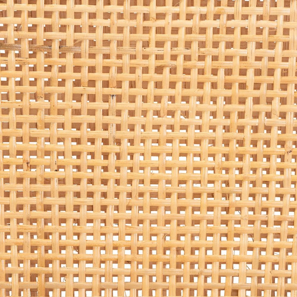 Bohemian Dark Brown Mahogany Wood and Natural Rattan Dining Chair. Picture 17
