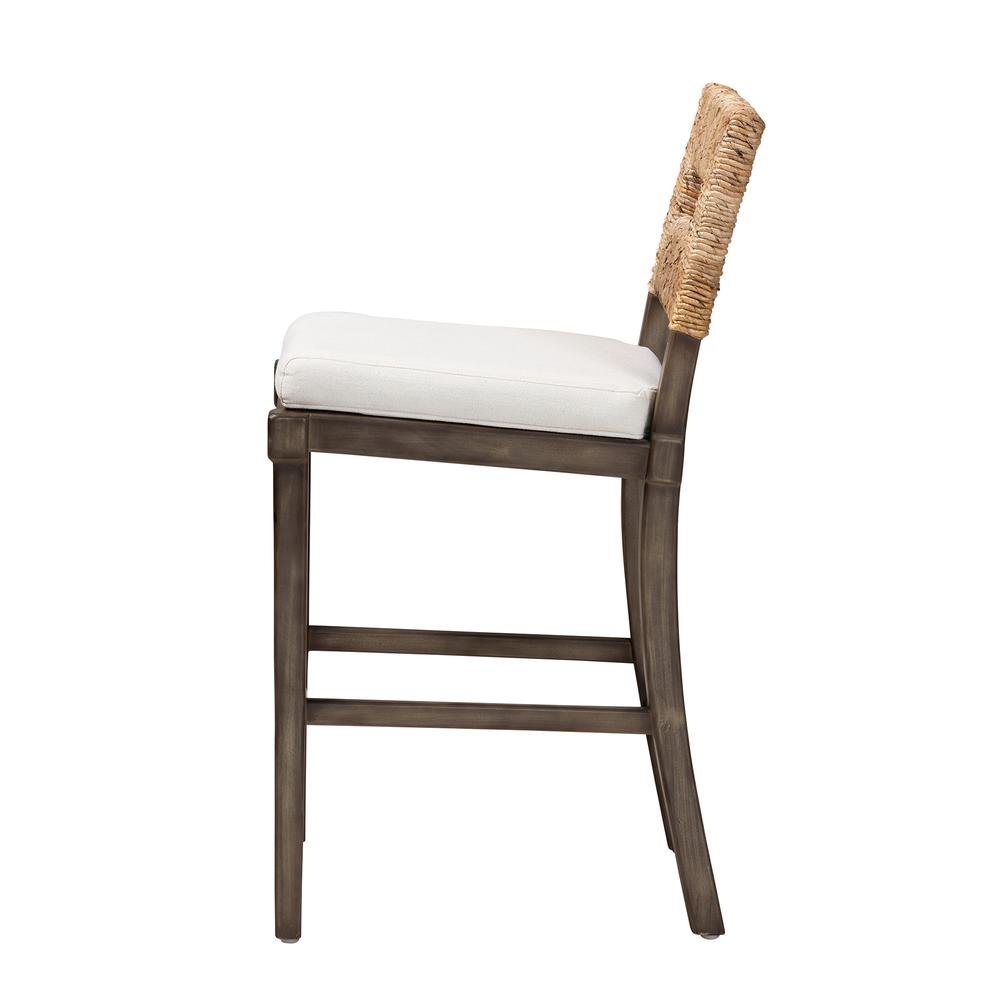 Bohemian Dark Brown Finished Mahogany Wood and Natural Rattan Counter Stool. Picture 13