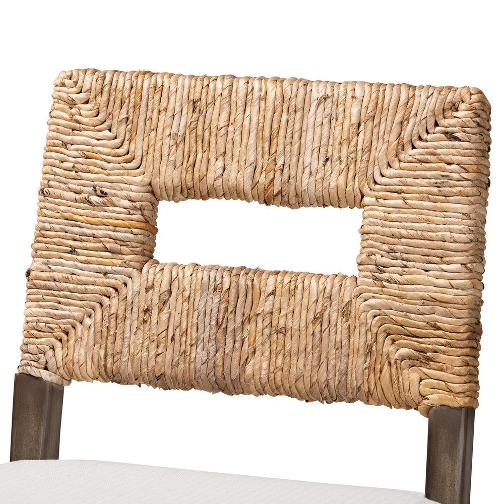 Bohemian Dark Brown Finished Mahogany Wood and Natural Rattan Counter Stool. Picture 15