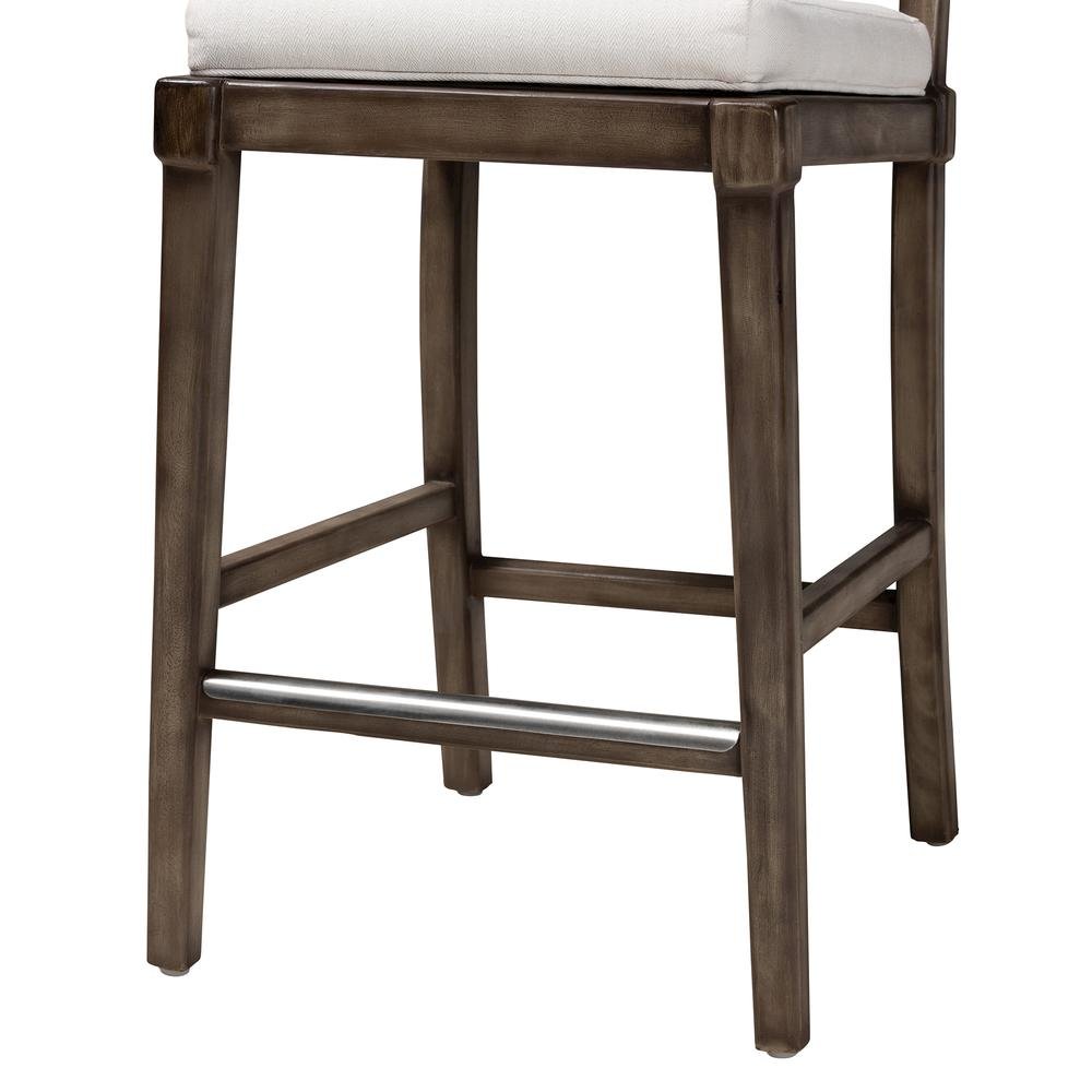 Bohemian Dark Brown Finished Mahogany Wood and Natural Rattan Counter Stool. Picture 16
