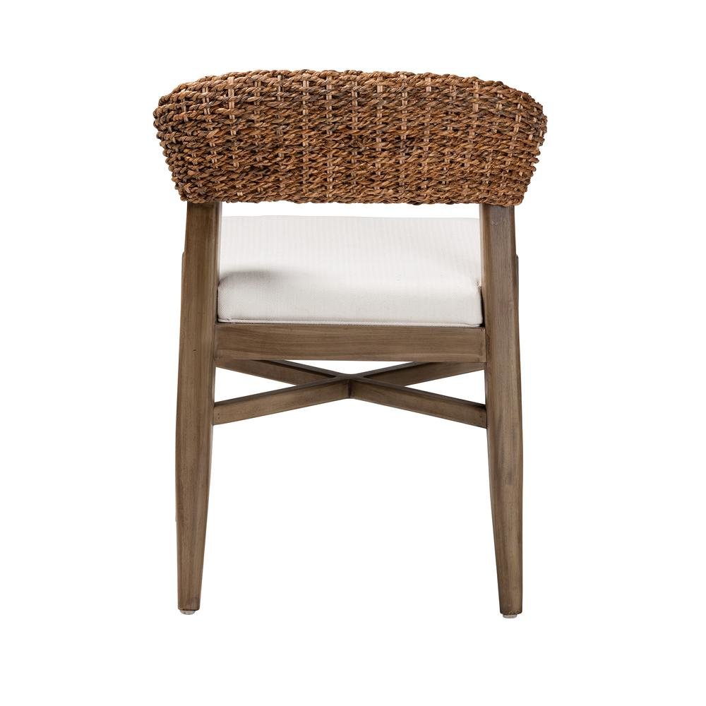 Bohemian Walnut Brown Finished Mahogany Wood and Natural Rattan Dining Chair. Picture 14