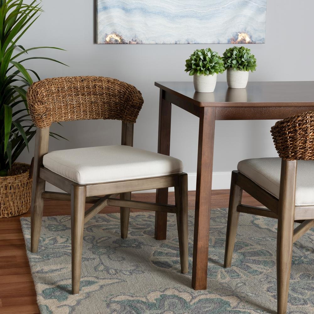 Bohemian Walnut Brown Finished Mahogany Wood and Natural Rattan Dining Chair. Picture 18