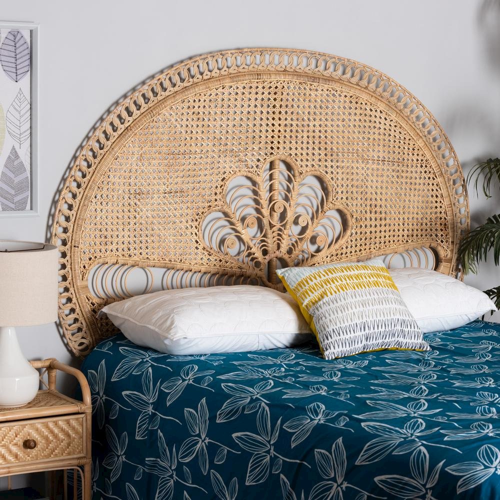 Bohemian Natural Brown Rattan Queen Size Standalone Headboard. Picture 14
