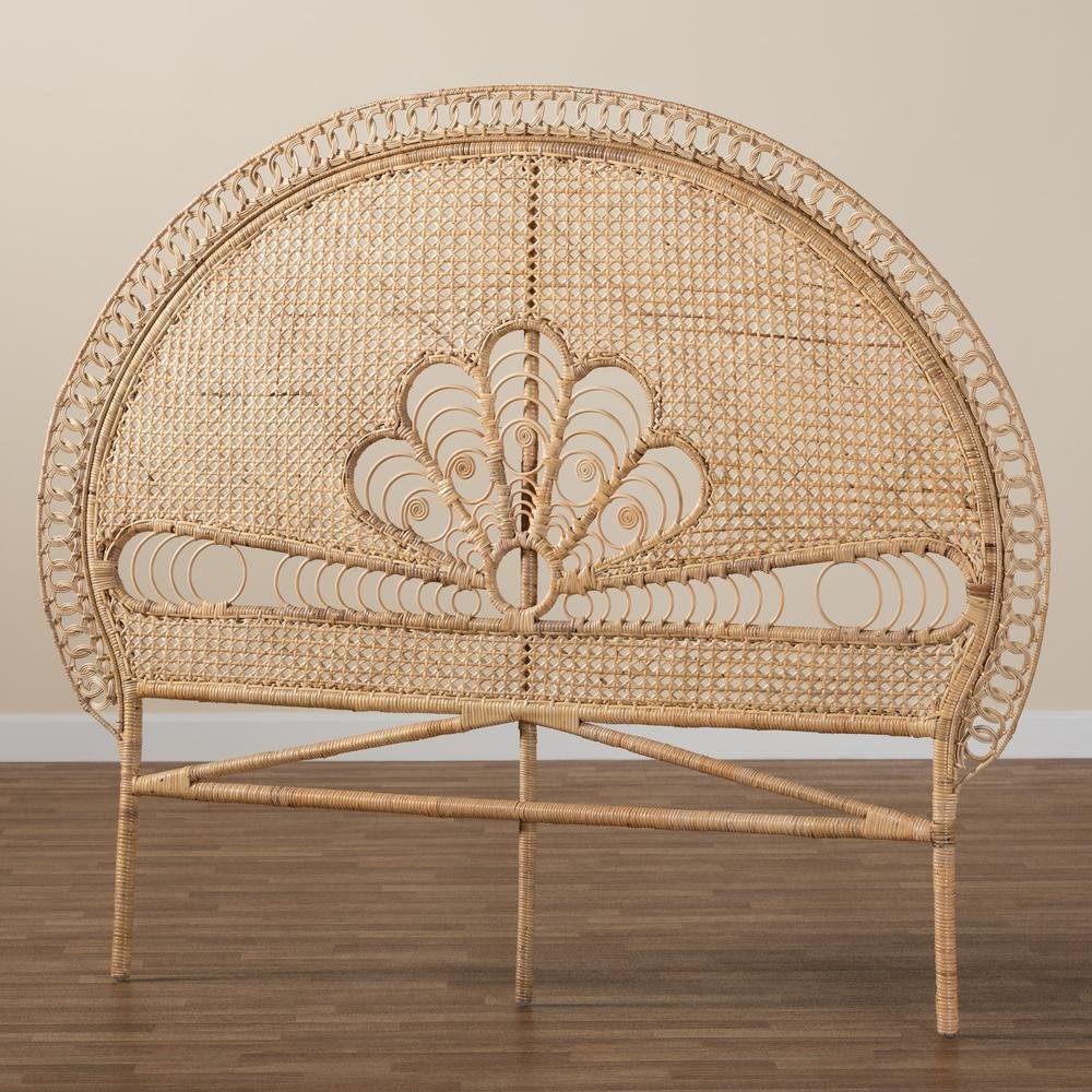Bohemian Natural Brown Rattan Queen Size Standalone Headboard. Picture 15