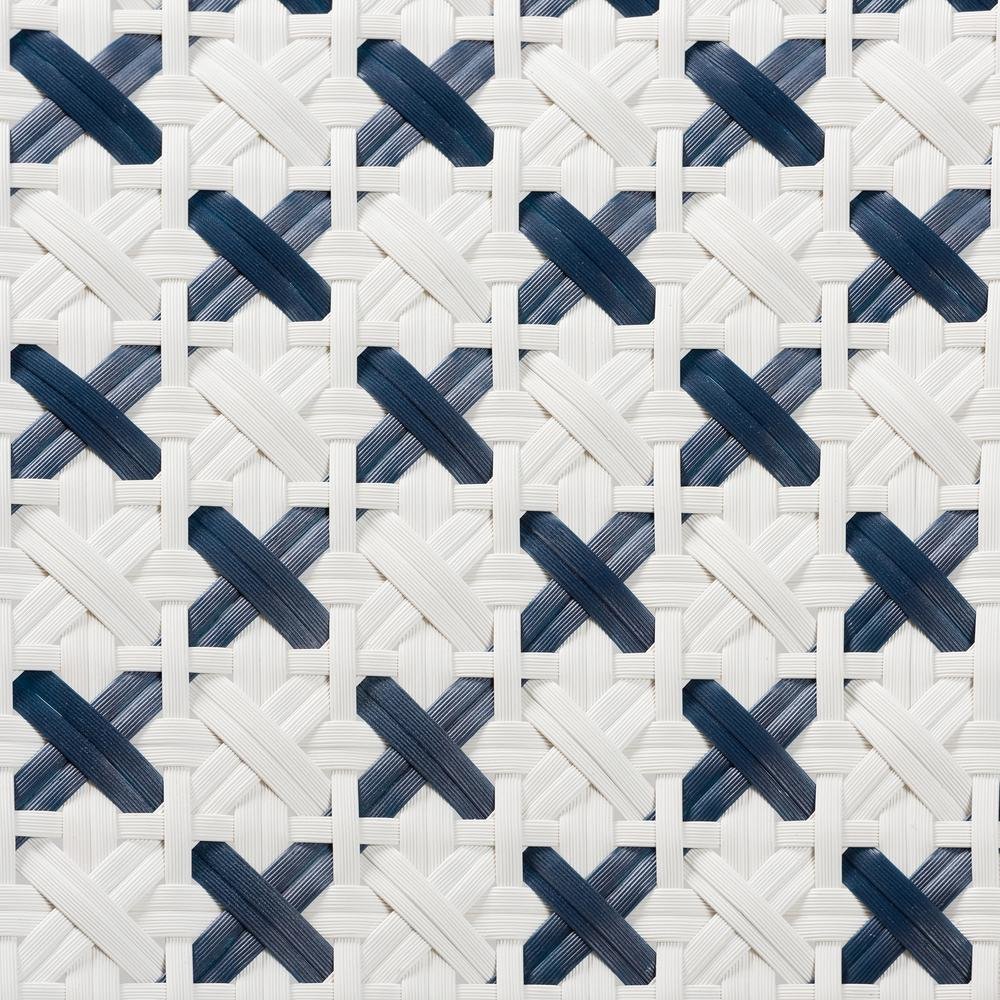 French Blue and White Weaving and Natural Rattan Bistro Chair. Picture 17