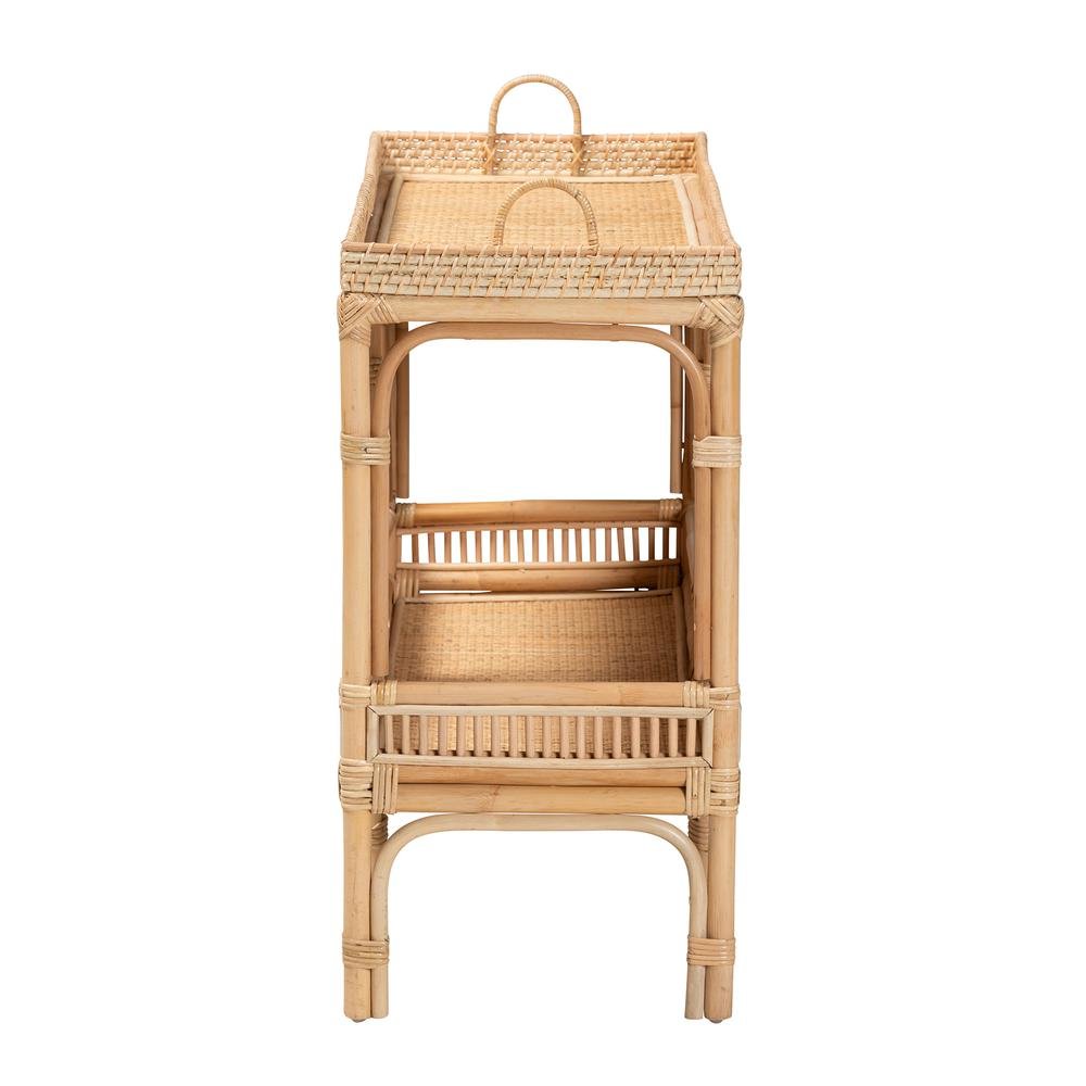 bali & pari Lombok Modern Bohemian Natural Brown Rattan Console Table. Picture 4