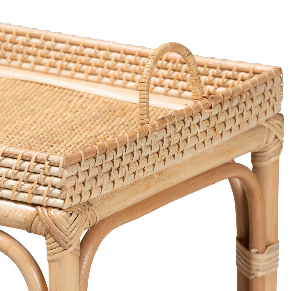bali & pari Lombok Modern Bohemian Natural Brown Rattan Console Table. Picture 5