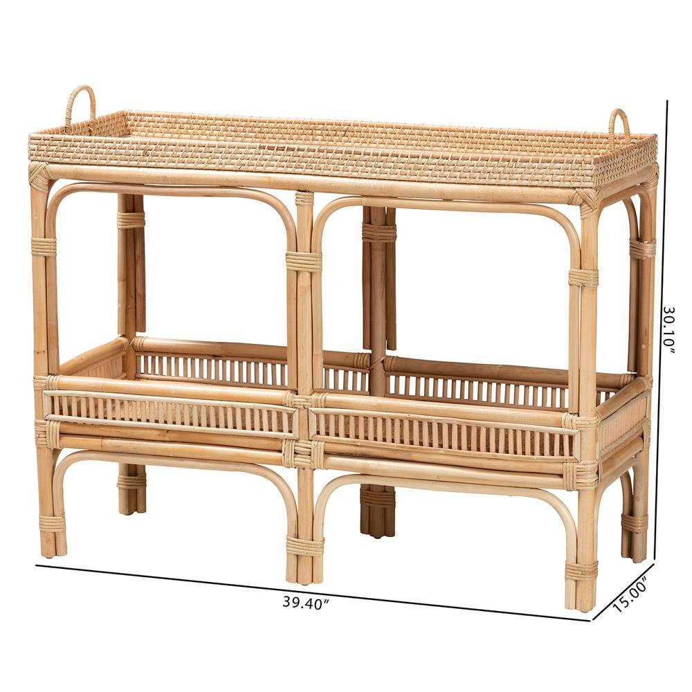 bali & pari Lombok Modern Bohemian Natural Brown Rattan Console Table. Picture 6
