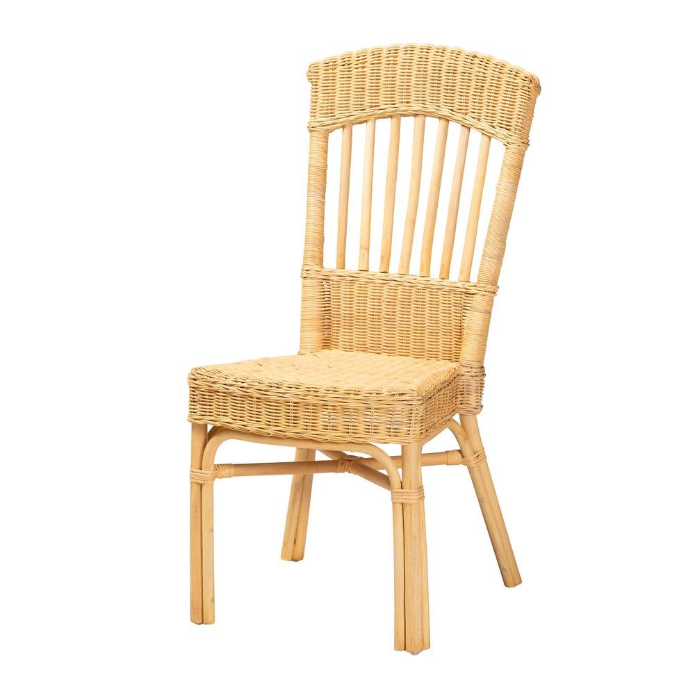 bali & pari Barito Modern Bohemian Natural Brown Rattan Dining Chair. Picture 11