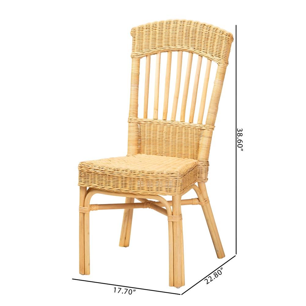bali & pari Barito Modern Bohemian Natural Brown Rattan Dining Chair. Picture 20