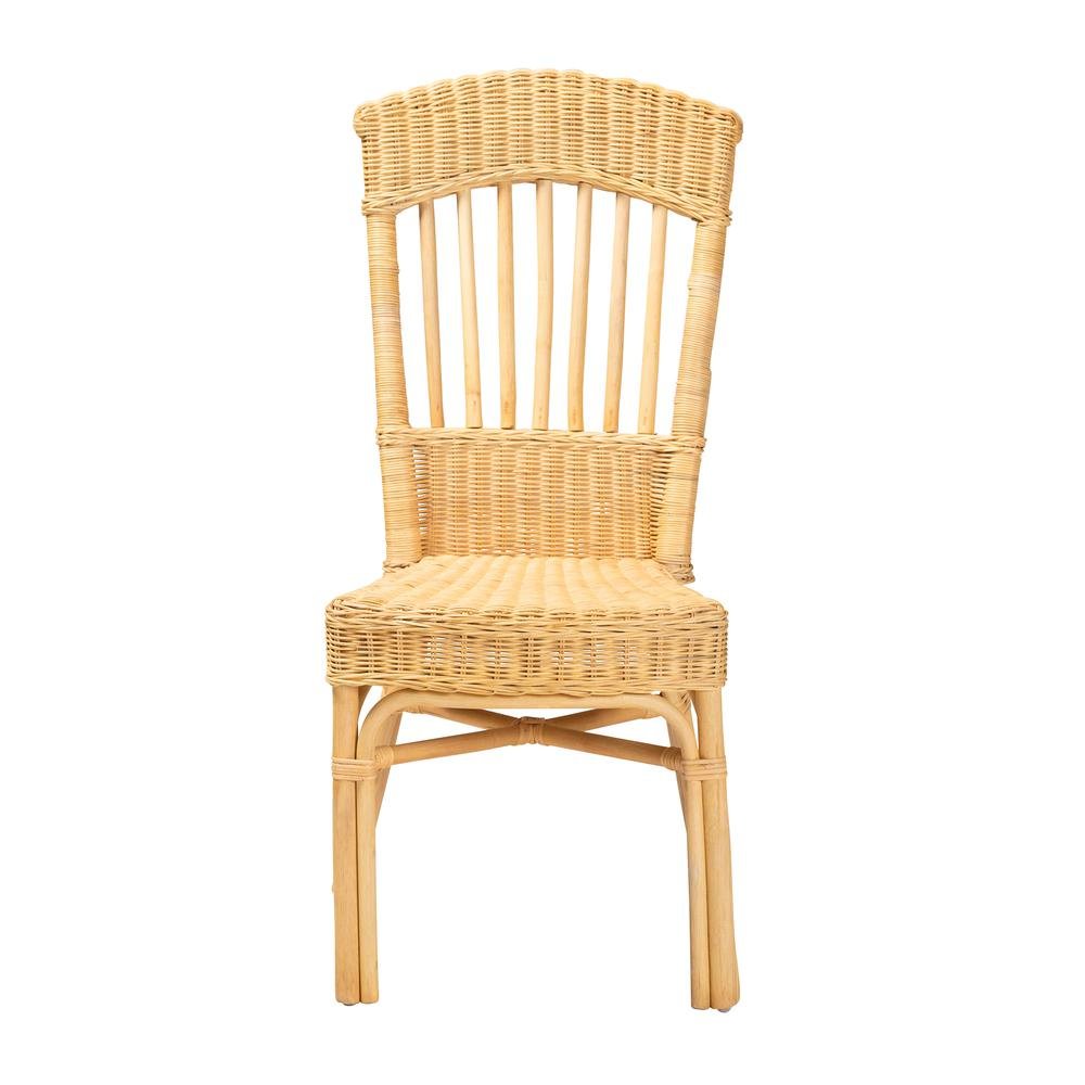 bali & pari Barito Modern Bohemian Natural Brown Rattan Dining Chair. Picture 12