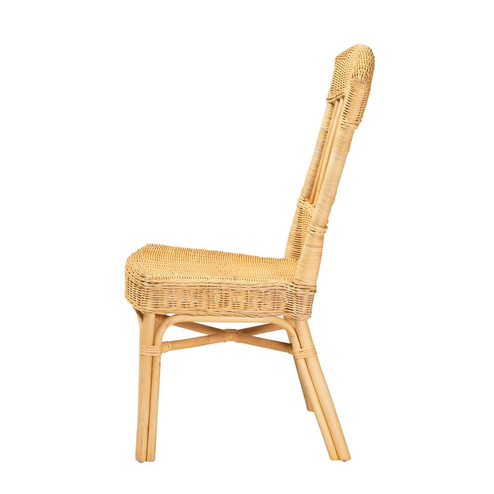 bali & pari Barito Modern Bohemian Natural Brown Rattan Dining Chair. Picture 13