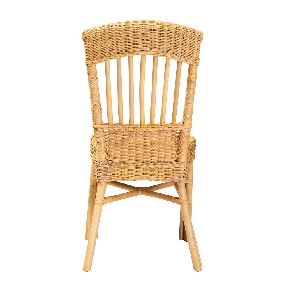 bali & pari Barito Modern Bohemian Natural Brown Rattan Dining Chair. Picture 14