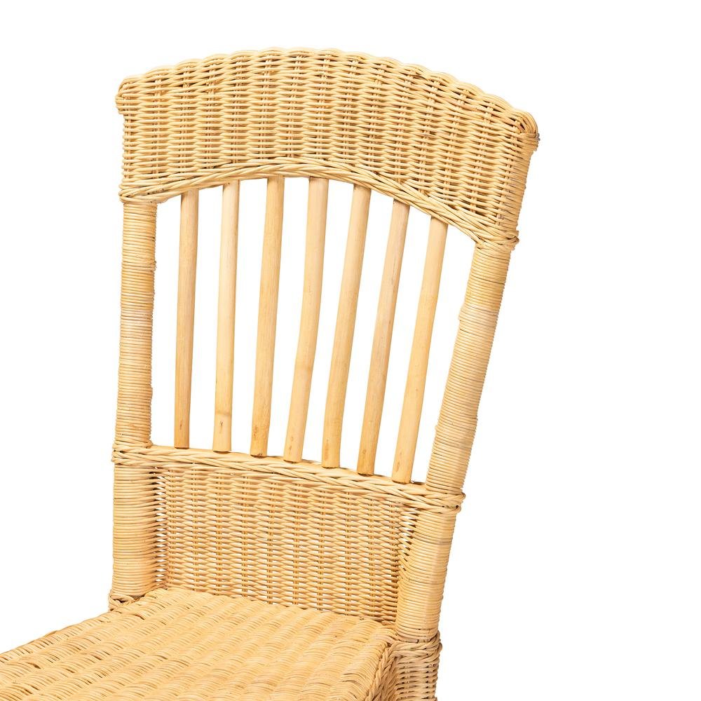 bali & pari Barito Modern Bohemian Natural Brown Rattan Dining Chair. Picture 15