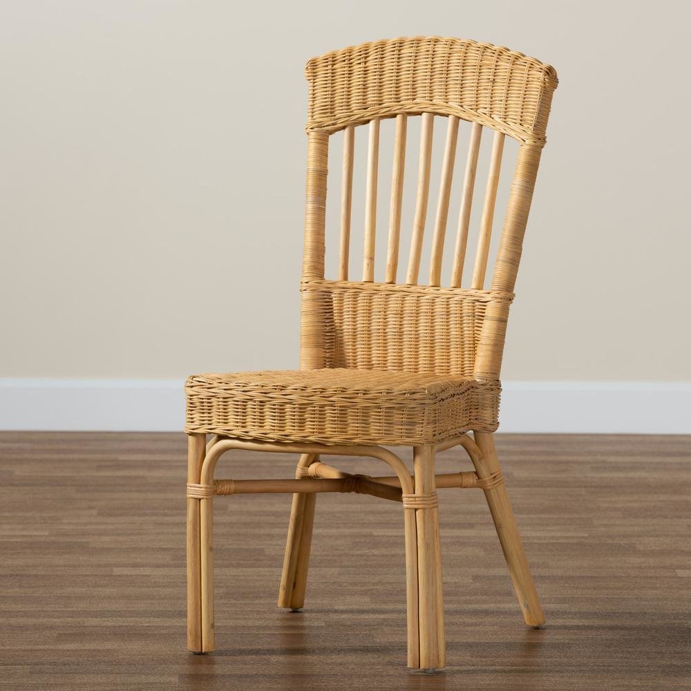 bali & pari Barito Modern Bohemian Natural Brown Rattan Dining Chair. Picture 19