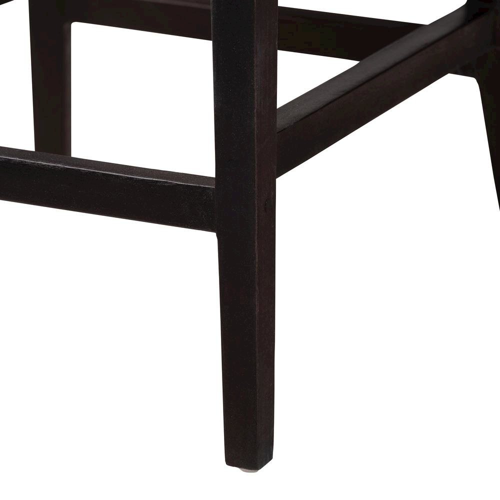 Bohemian Dark Brown Mahogany Wood and Natural Rattan Counter Stool. Picture 16