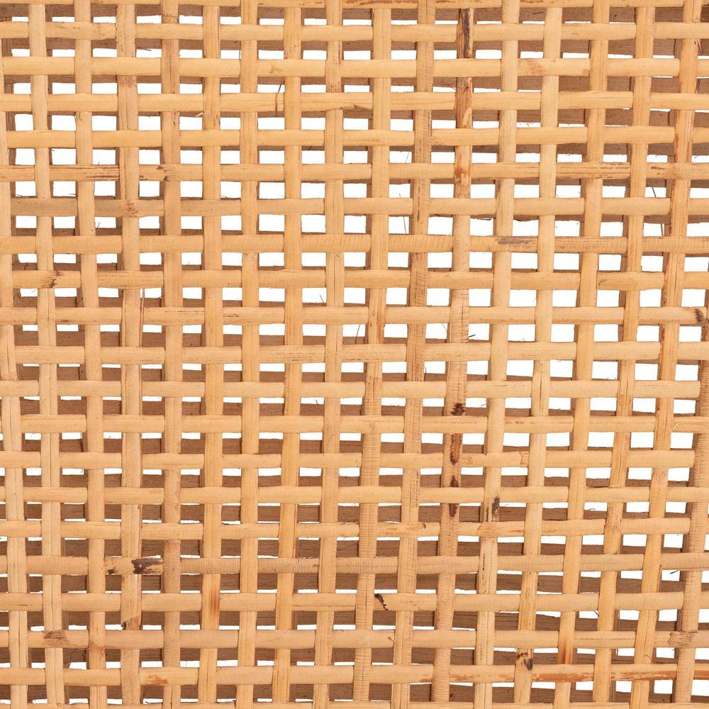 Bohemian Dark Brown Mahogany Wood and Natural Rattan Counter Stool. Picture 17