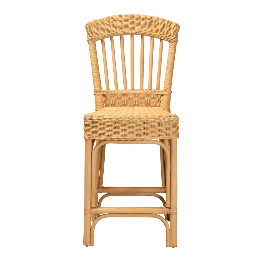 bali & pari Barito Modern Bohemian Natural Rattan Counter Stool. Picture 12