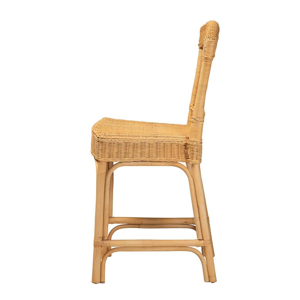 bali & pari Barito Modern Bohemian Natural Rattan Counter Stool. Picture 13