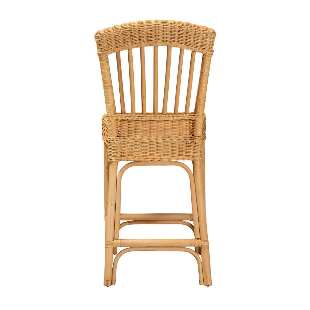 bali & pari Barito Modern Bohemian Natural Rattan Counter Stool. Picture 14