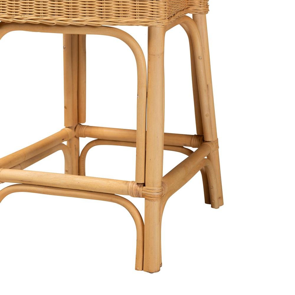 bali & pari Barito Modern Bohemian Natural Rattan Counter Stool. Picture 16