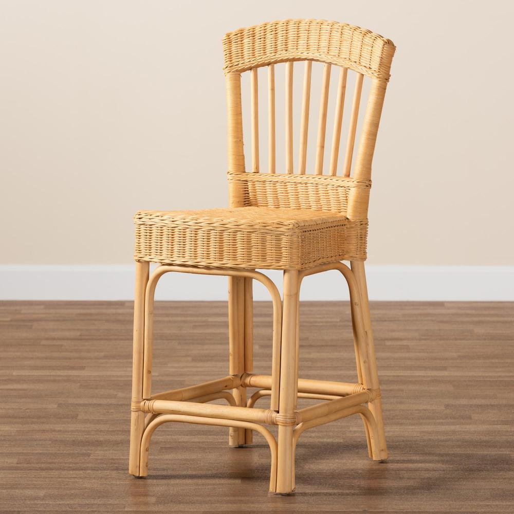 bali & pari Barito Modern Bohemian Natural Rattan Counter Stool. Picture 19