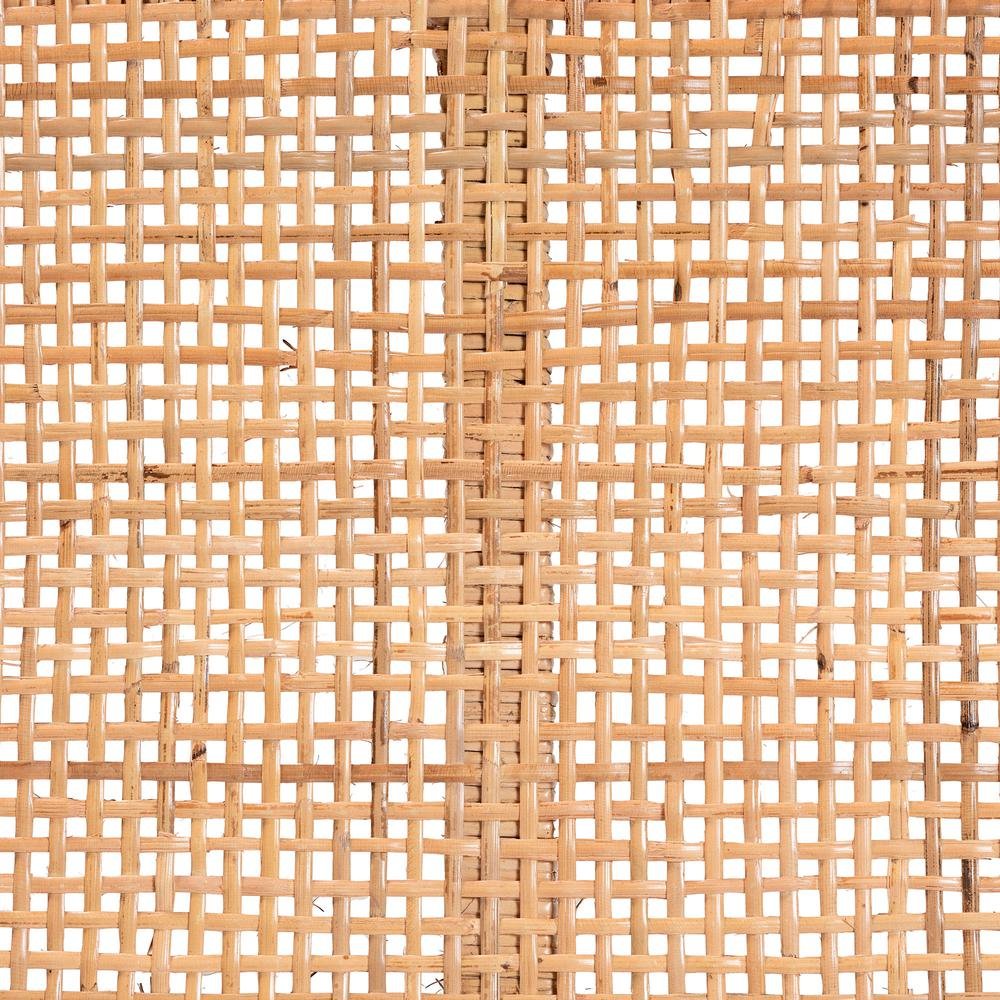 Bohemian Natural Rattan and Mahogany Wood Short Accent Bench. Picture 13