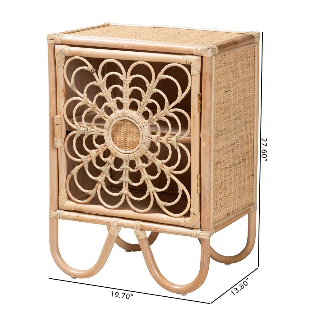 bali & pari Acelin Modern Bohemian Natural Brown Rattan Nightstand. Picture 20