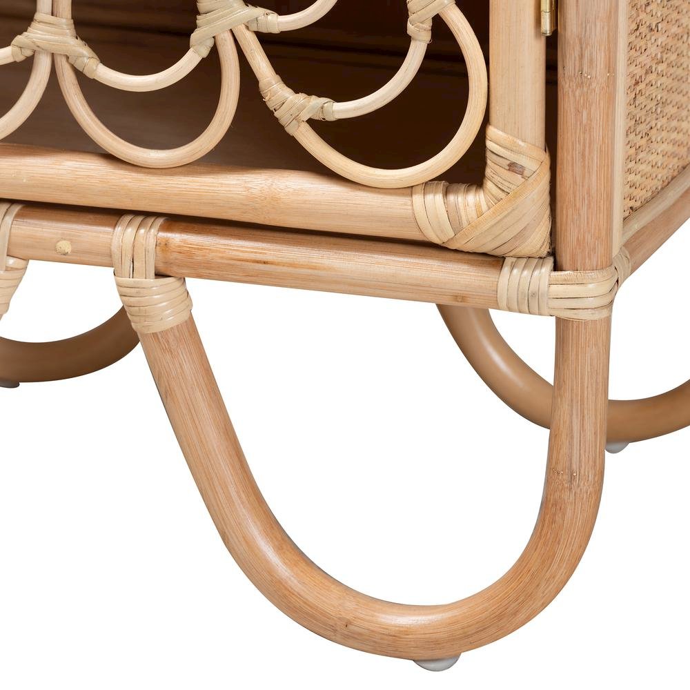 bali & pari Acelin Modern Bohemian Natural Brown Rattan Nightstand. Picture 16