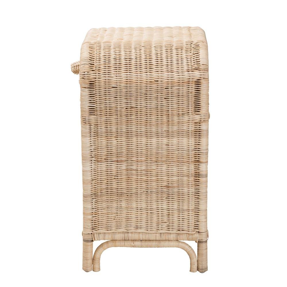 bali & pari Magni Modern Bohemian Natural Brown Rattan 1-Drawer Nightstand. Picture 14