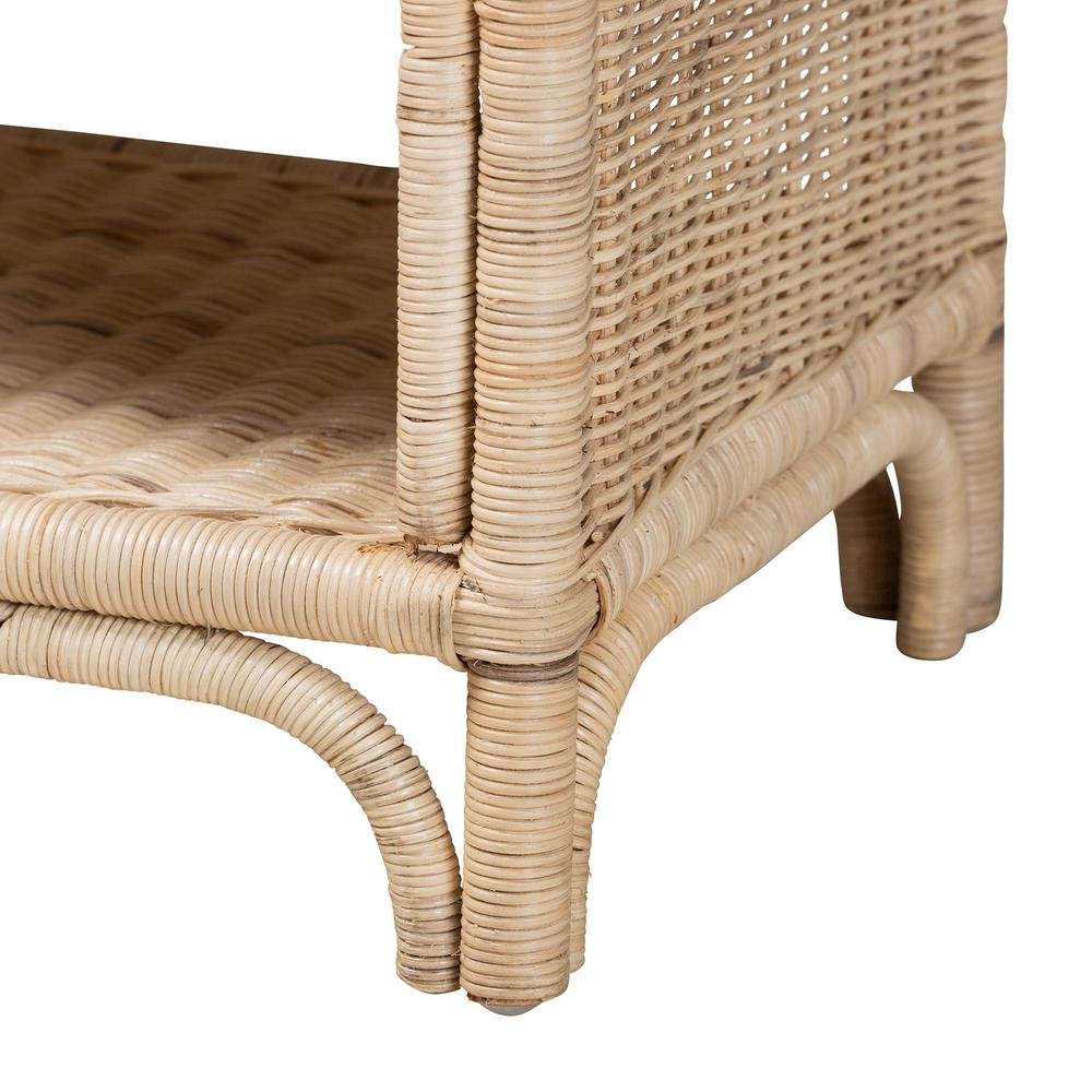 bali & pari Magni Modern Bohemian Natural Brown Rattan 1-Drawer Nightstand. Picture 16