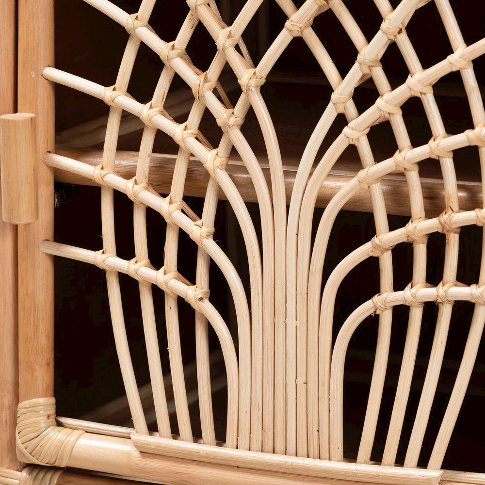 bali & pari Danna Modern Bohemian Natural Brown Rattan Nightstand. Picture 15