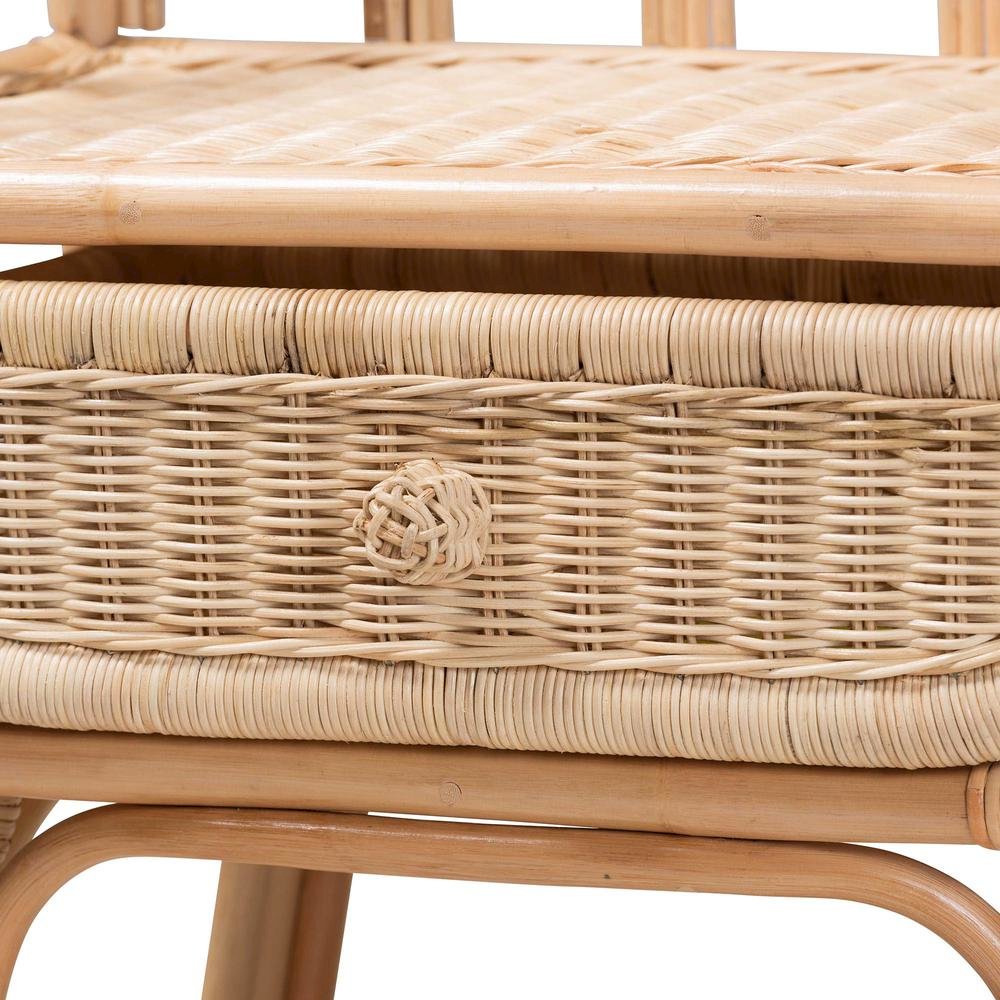 bali & pari Panchali Modern Bohemian Natural Brown Rattan Nightstand. Picture 15