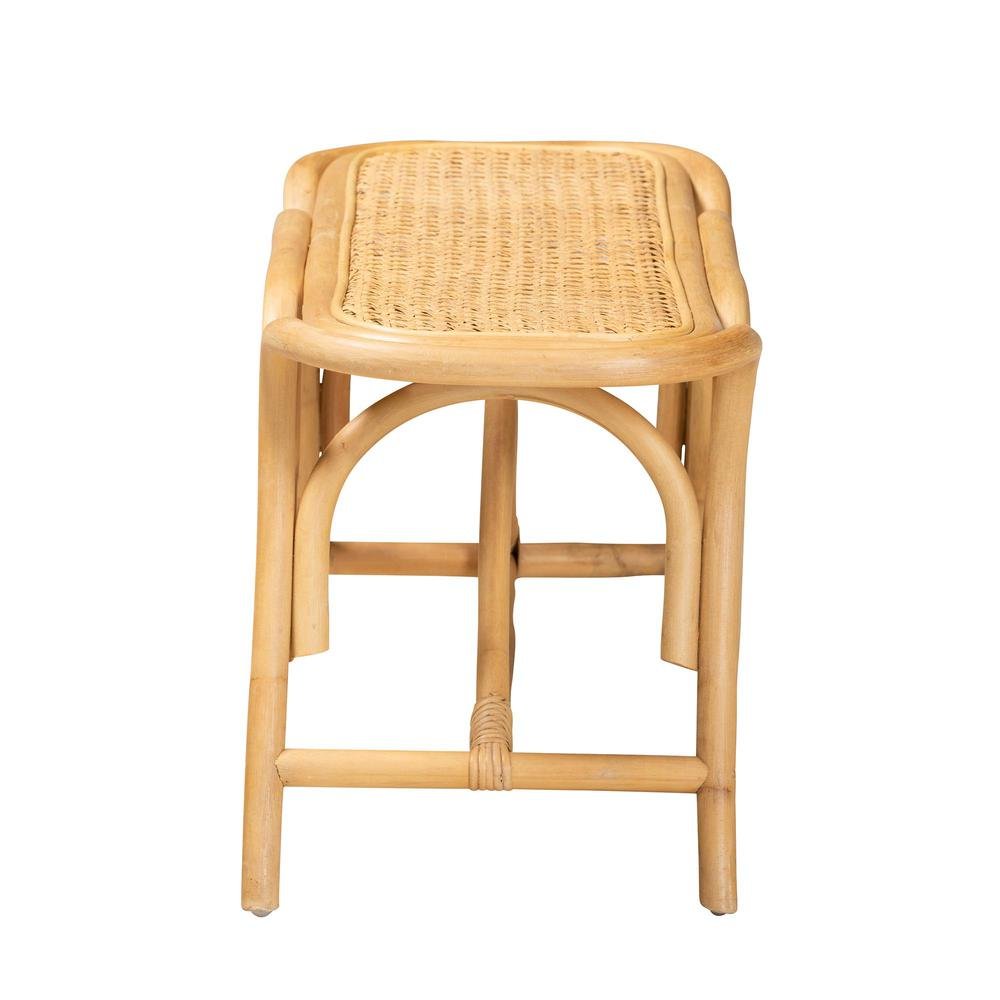 bali & pari Septa Modern Bohemian Natural Brown Rattan Accent Bench. Picture 11