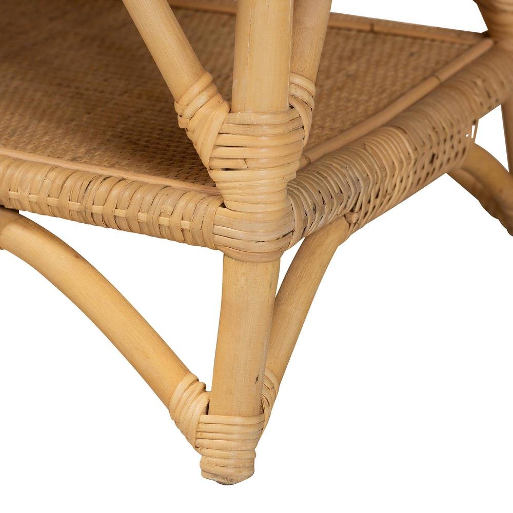 bali & pari Leryn Modern Bohemian Natural Brown Rattan Bench. Picture 16