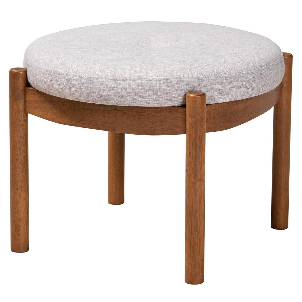 Walnut Brown Finished Wood Ottoman Footstool. Picture 9