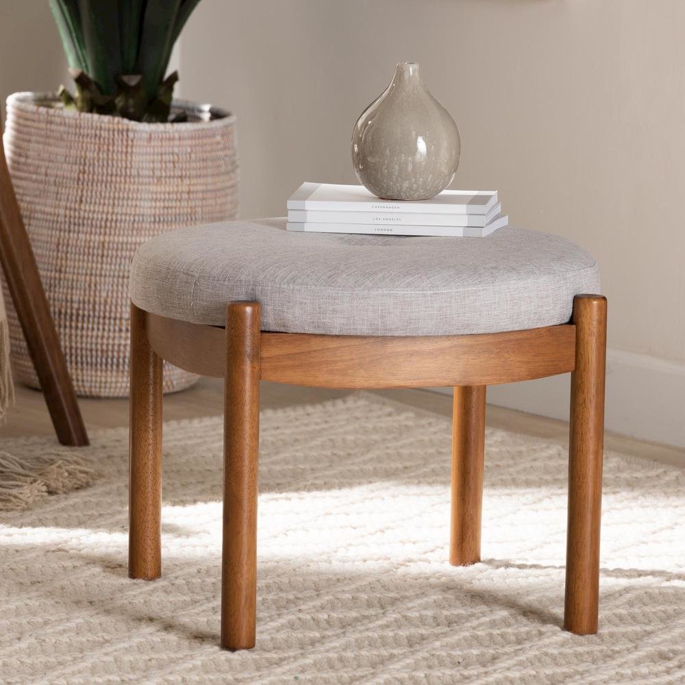 Walnut Brown Finished Wood Ottoman Footstool. Picture 14