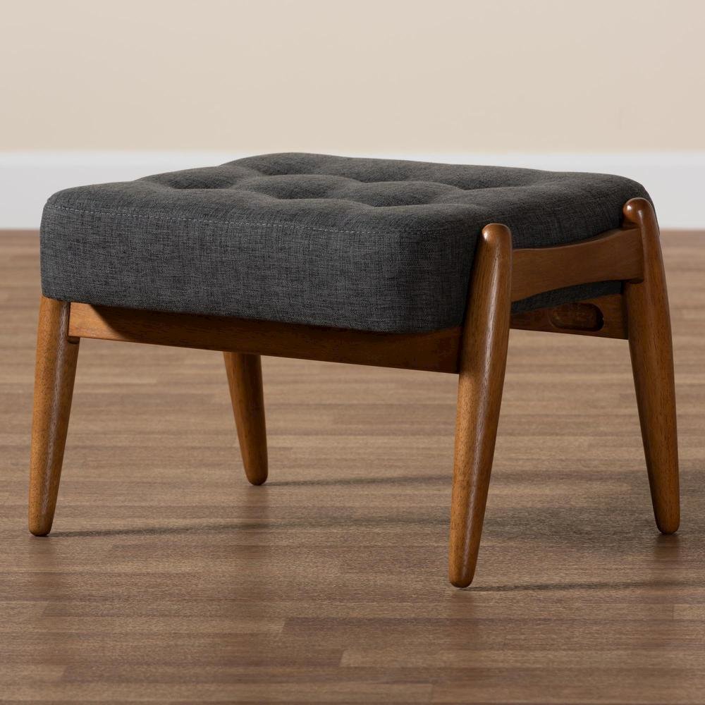 Walnut Brown Finished Wood Ottoman Footstool. Picture 15